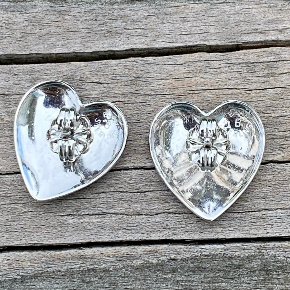 Vintage Beau B Heart Earrings .925 Sterling Silver - Picture 3 of 8